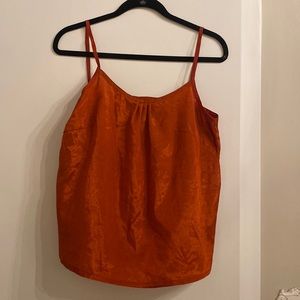 Shiny burnt orange camisole style tank